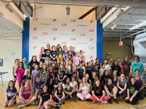 Group photo shot of the athletes competing at NinjaFemme