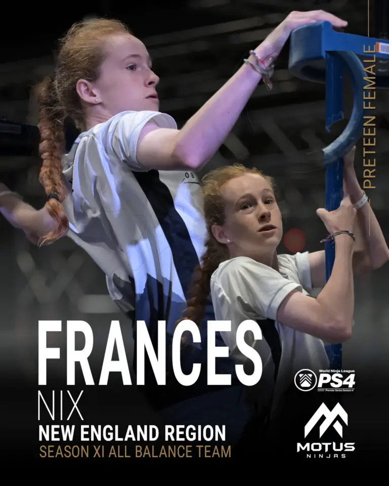 Representing the New England region is Frances Nix. Fresh off her successful Season XI where she earned her place on the Tier 1 Preteen Female All Balance Team. We can't wait to see the focus that Frances will bring to the Motus course!