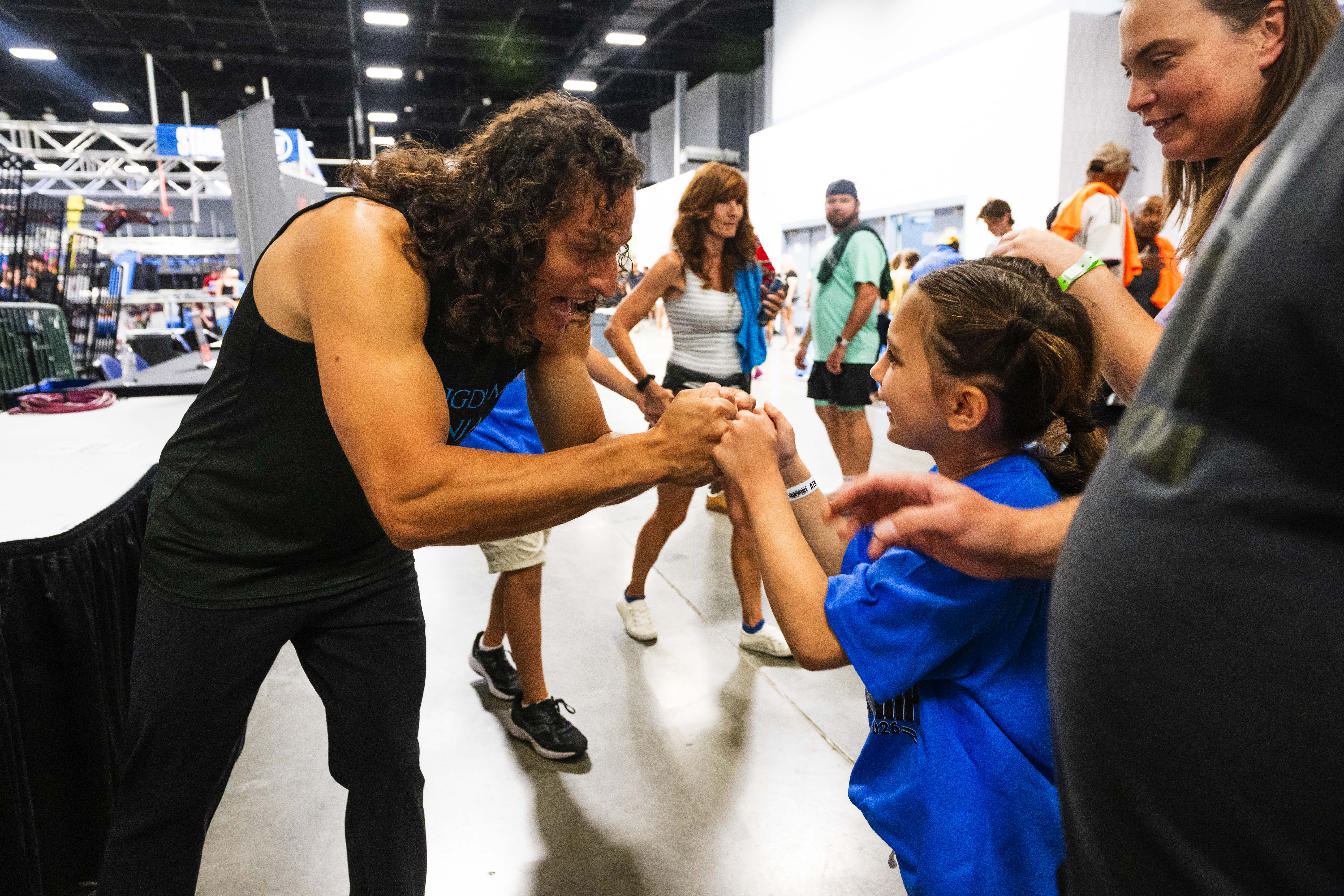 Pro ninjas meeting athletes at World Championships