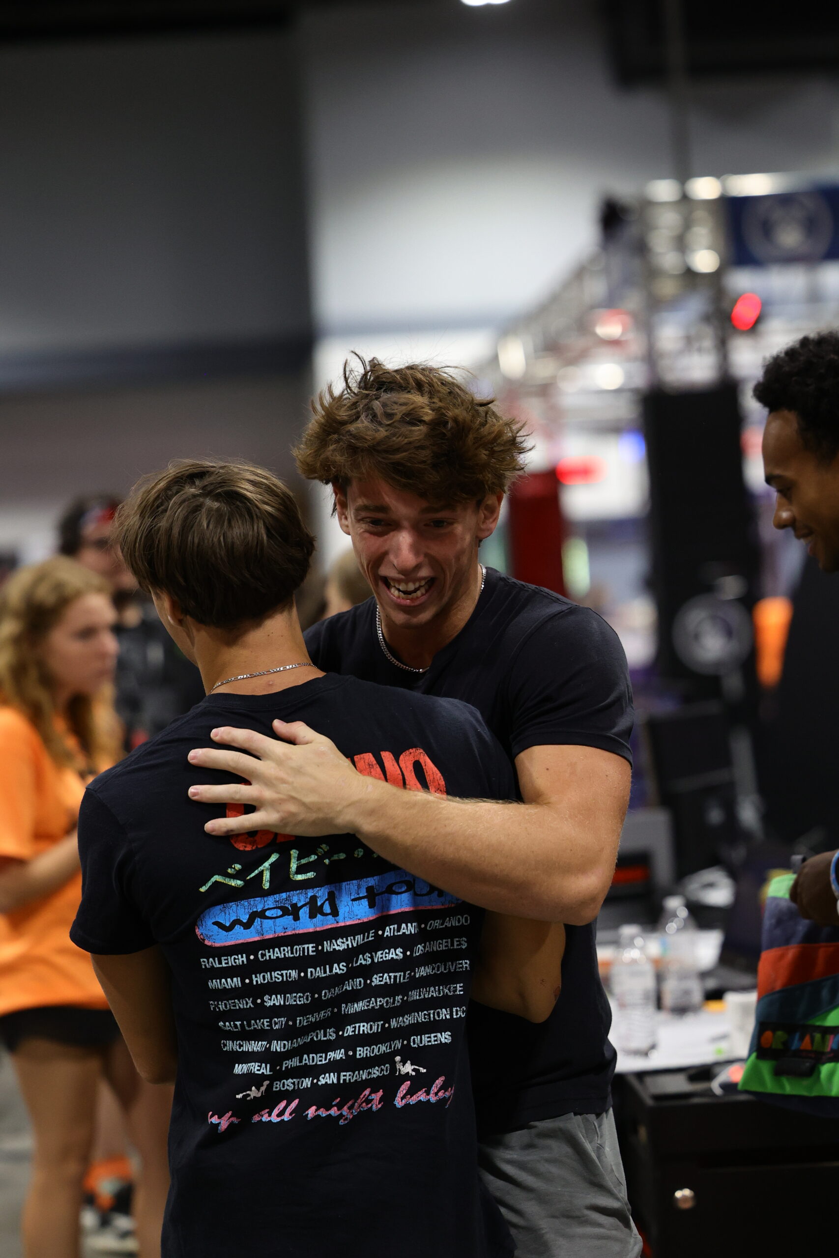 Pro ninja with young athlete